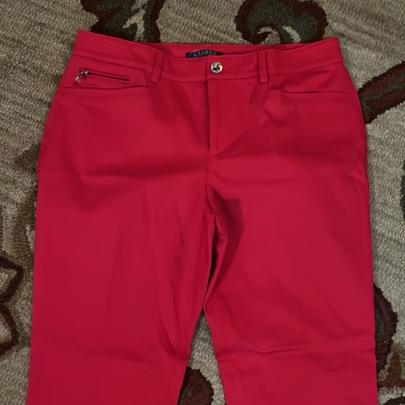 RALPH LAUREN Size 8 Stretchy Cotton Blend Vivid Red Pants Cozy Valentine $119NEW - Picture 13 of 16
